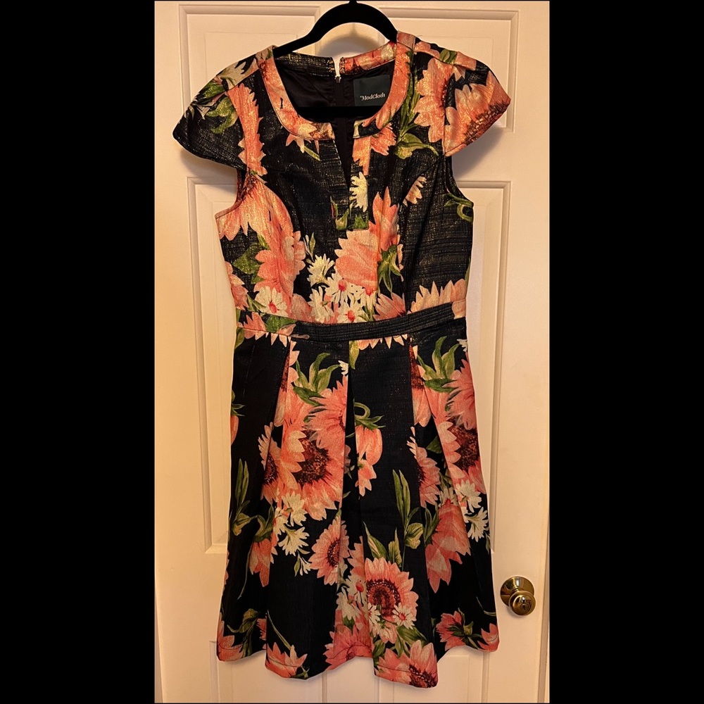 NWOT ModCloth Navy Blue Floral Dress Size 10